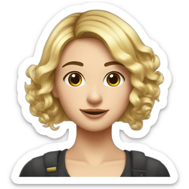 Fille a l air méchante- cheveux cours de couleur noir fesant une franche  sticker