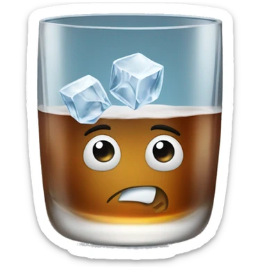 ice cold whiskey glass with ice cubes sticker