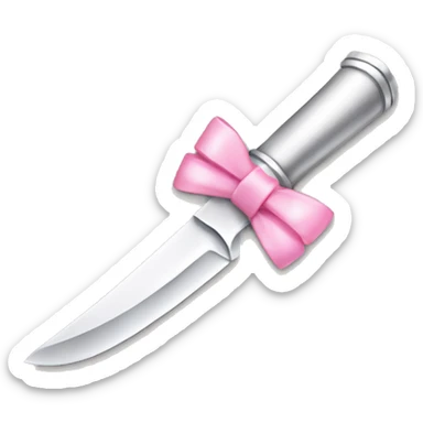Silver knife with little pink bow sticker