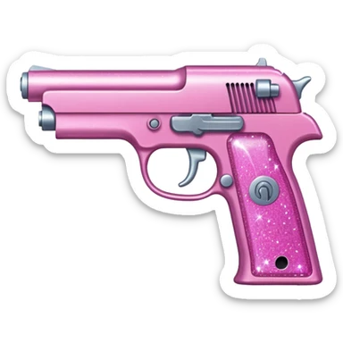 Pink glitter pistol sticker