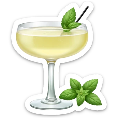French 75 cocktail with subtle elderflower color and mint and basil garnishes sticker