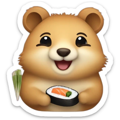 skinny happy quokka smile with sushi sticker