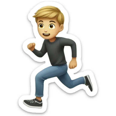 Little boy running through a field full of spiders throwing phone sticker