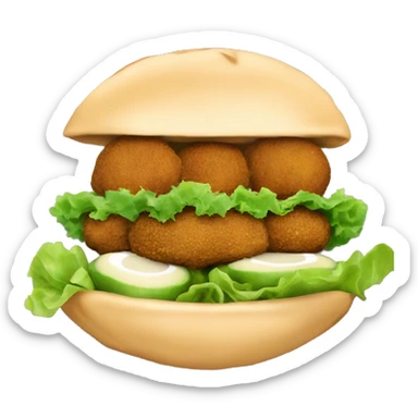 A single Falafel gyros with hummus lettuce  tomato and chips inside sticker