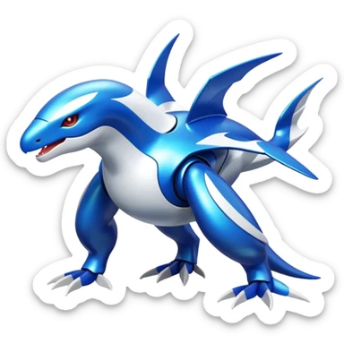 Shiny futuristic Cyber-Kyurem-Kyogre-Latios-Lugia-Fakémon-hybrid-creature (full body)  sticker