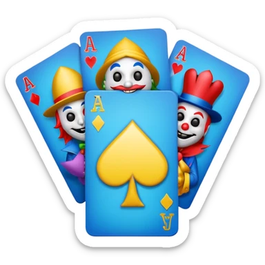 bunch of poker cards, with crazy colorful jolly jokers inside sticker
