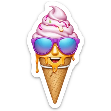 Ice cream cone with sunglasses sticker