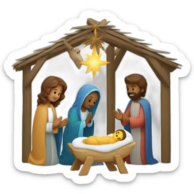 nativity scene christian sticker
