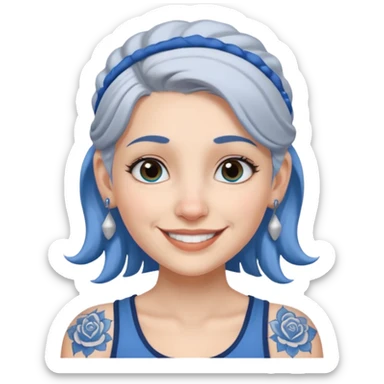 white-gray haired heavy blue tattooed head accessory big nose young girl sticker