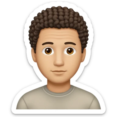 portrait of one Hispanic man, medium-light skin tone, short curly fade haircut, no wrinkles or forehead lines sticker