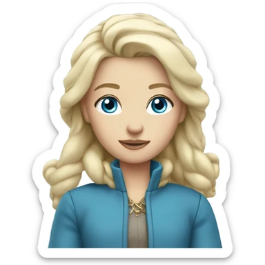 Winter Outfit, blond princess with blue eyes sticker
