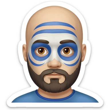 bald bearded man with face paint sticker