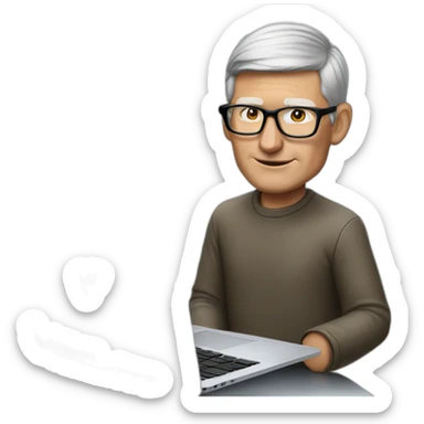 tim cook with a macbook pro sticker