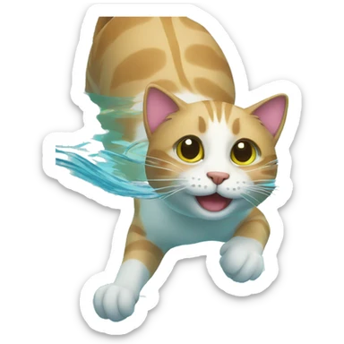 cat swimming in pool sticker