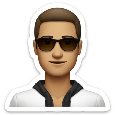 Young guy with sunglasses slick back hair and brown eyes and hair with sunglasses smoking a cigarete  sticker