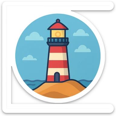 flat toon style lighthouse in a circle frame sticker