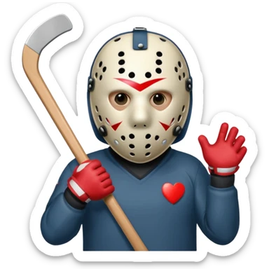 Jason Voorhees, looking cute, heart-shaped hands sticker