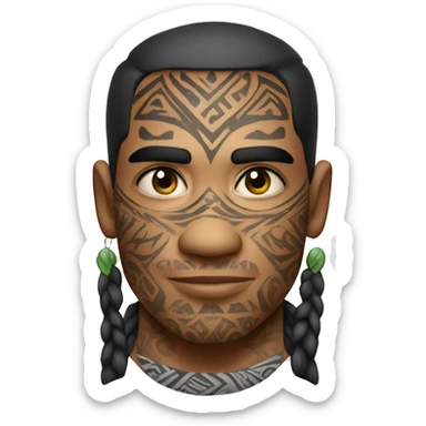 Hawaiian Polynesian male with tribal tattoo sleeve  sticker