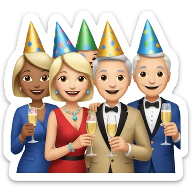 a gathering of middle aged adults sticker