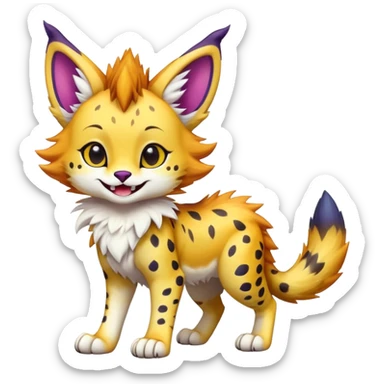 Cute Kawaii Epic Colorful Sergal-Serval-Vernid full body sticker