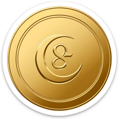 Minimal line-art icon of a coin with a small halal Arabic checkmark (حلال) symbol beside it, clean modern style, simple outlines, straight angle, no background, transparent, represents “halal income / halal money sticker