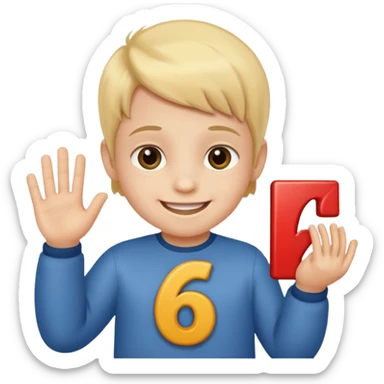 A Lil kid holding 6 7  sticker