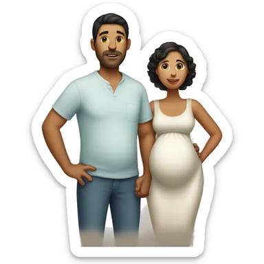 Latin pregnant wife and husband without facial hair sticker