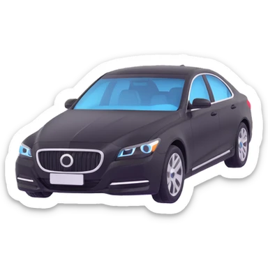 black high-end sedan with a clear protective film halfway on the car, showing the application process, elegant and sophisticated sticker