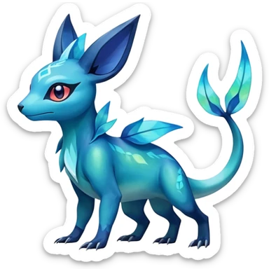 Colorful Iridescent Exotic Salandit-Aurorus-Glaceon-Fakémon-hybrid-creature (full body)  sticker