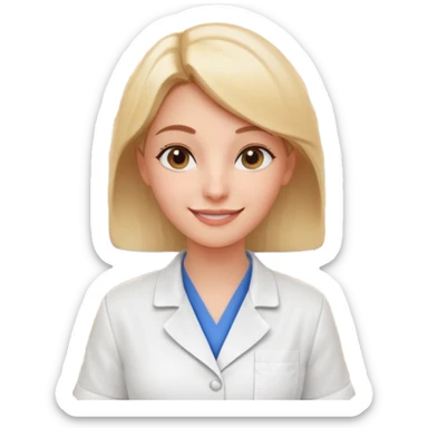 female pharmacist portrait, head and shoulders only, wearing a pharmacy apron, friendly smile, blurred medicine boxes on shelves in background, retail pharmacy vibe, 3D cartoon, mobile game icon style, no text, no watermark
 sticker