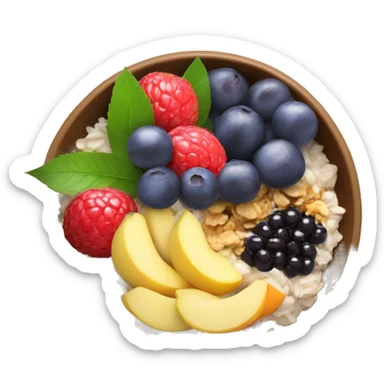 Açai bowl where you can see the acai, granola and the fruit  sticker