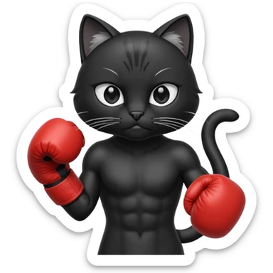 Black Cat with boxing gloves sticker