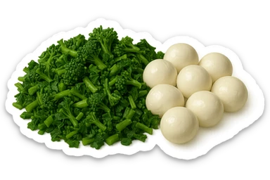 broccoletti sminuzzati accanto a mozzarelle sticker