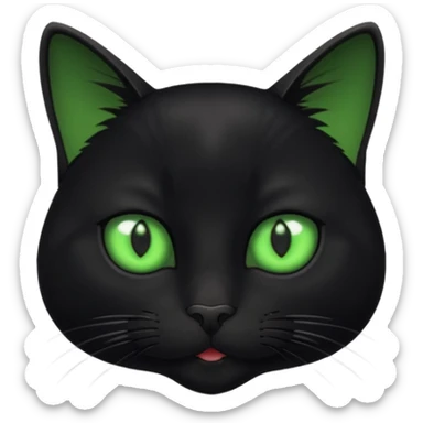 A beautiful cat black with Green eyes inter figure sticker