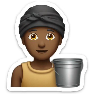 black old soman with head wrap holding a bucket sticker