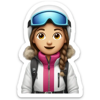 brown hair girl with ski gear on sticker