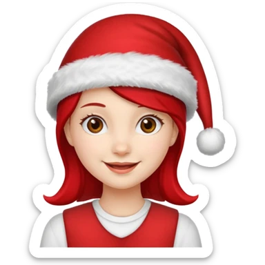 girl with red xmas hat sticker