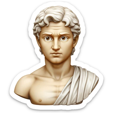 Cinematic Realistic Michelangelo's David Sculpture Emoji, depicted as a masterful Renaissance statue with idealized proportions and a serene noble expression, rendered with lifelike marble textures and soft classical lighting that captures its timeless beauty. sticker