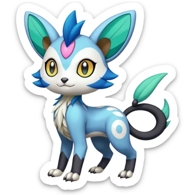 Colorful Exotic Randomly-colored Cartoon Anime Meloetta-WereGarurumon-Trico-Pokémon-Fakémon-fusion-hybrid-creature sticker