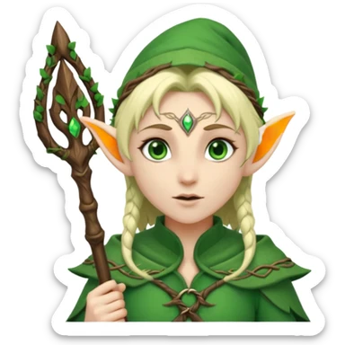 elf, druid, holding a staff sticker