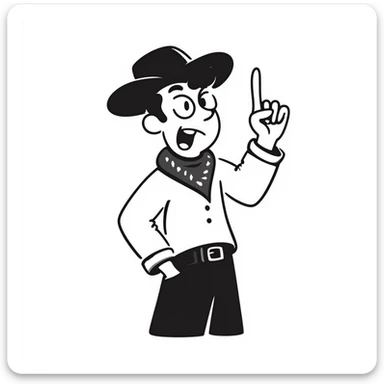 angry cowboy giving the middle finger, hand drawn doodle style sticker