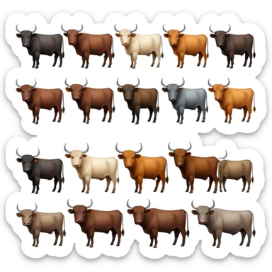 make an image which give a clear context of a cattle/buffalo diffrent  breeds gallery  in this i will showing diffrent diffrent breeds of cattle / buffalo  sticker