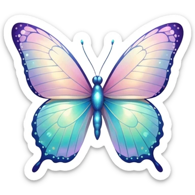 Pastel whitish light pale iridescent gradients shiny sparkly glittery fine nice gorgeous colorful bufferfly sticker