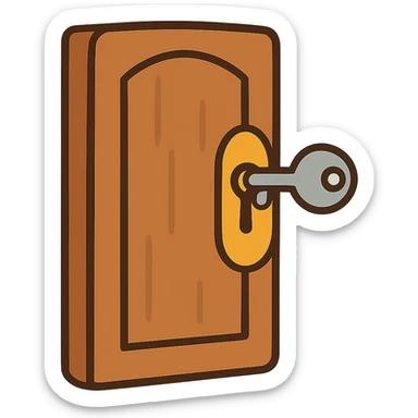 flat toon style door being unlocked, no background sticker