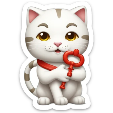 Chinese cat hugging entire Caduceus sticker
