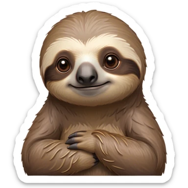 Cinematic Noble Sloth Portrait Emoji, Poised and serene, with a leisurely, gentle build and calm, wise eyes adorned with soft, textured fur, Simplified yet sharp and sophisticated features, highly detailed, glowing with a soft, tranquil glow, high shine, intelligent and unhurried, stylized with an air of relaxed authority, focused and composed, soft glowing outline, capturing the essence of a watchful and confident guardian that appears ready to slowly emerge from the screen with effortless grace! sticker