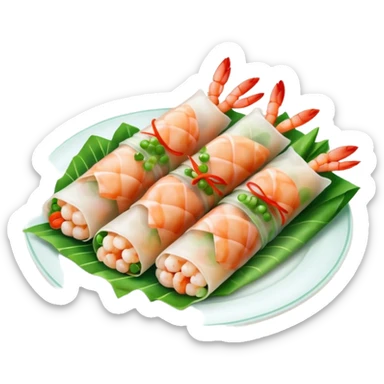 Vietnamese spring roll with a shrimp and green onion sticker