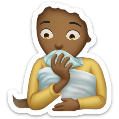 Sick woman having a cold sticker