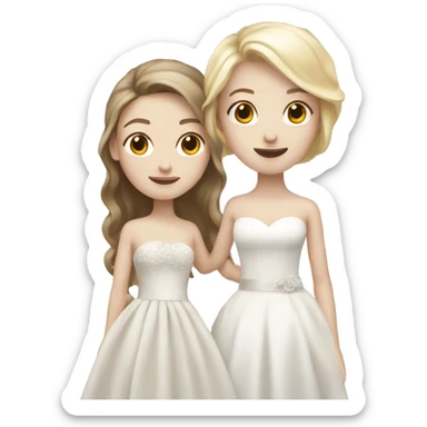 pale girl with brown hair marrying blonde girl sticker