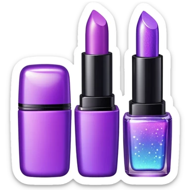 cosmetics (lipstick, perfume, mascara,..) with sparkle, purple sticker